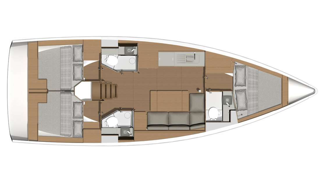 Layout of the boat Dufour 390 Grand Large