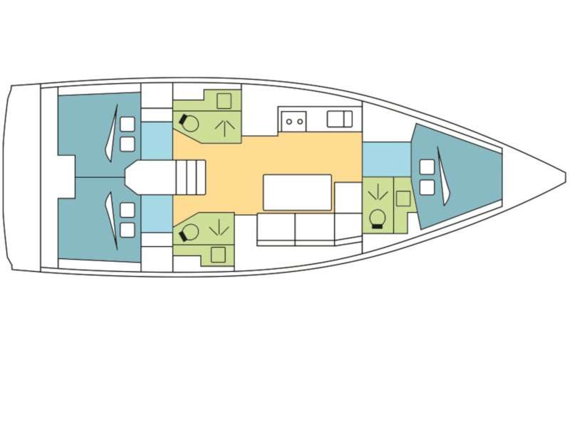 Distribución del barco Dufour 390 Grand Large