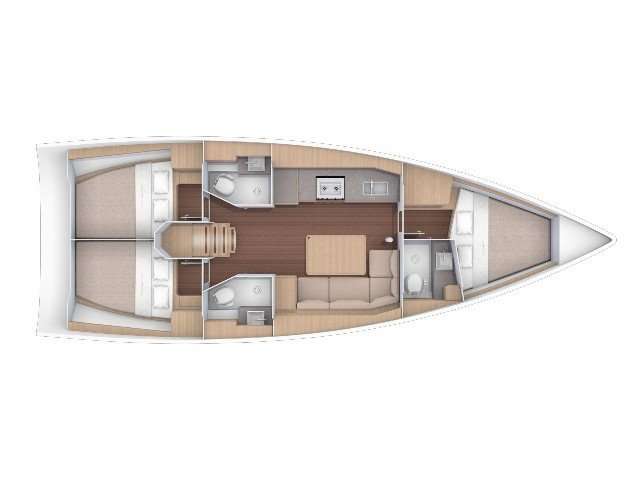 Distribución del barco Dufour 390 Grand Large