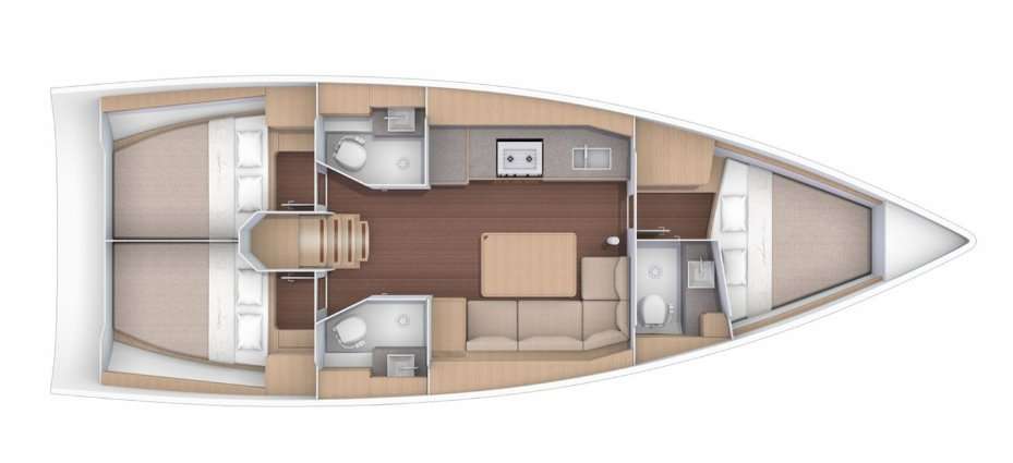 Distribución del barco Dufour 390 Grand Large