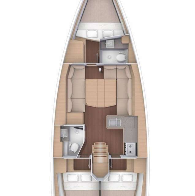 Layout of the boat Dufour 390 Grand Large