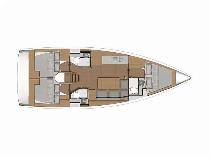 Distribución del barco Dufour 390 Grand Large