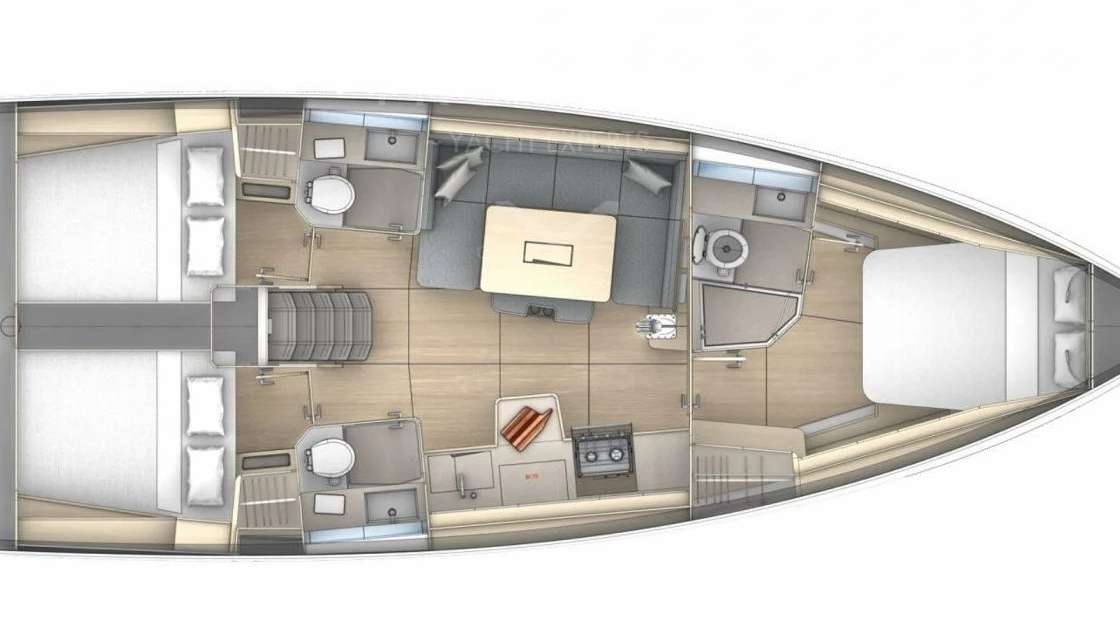 Layout of the boat Dufour 41