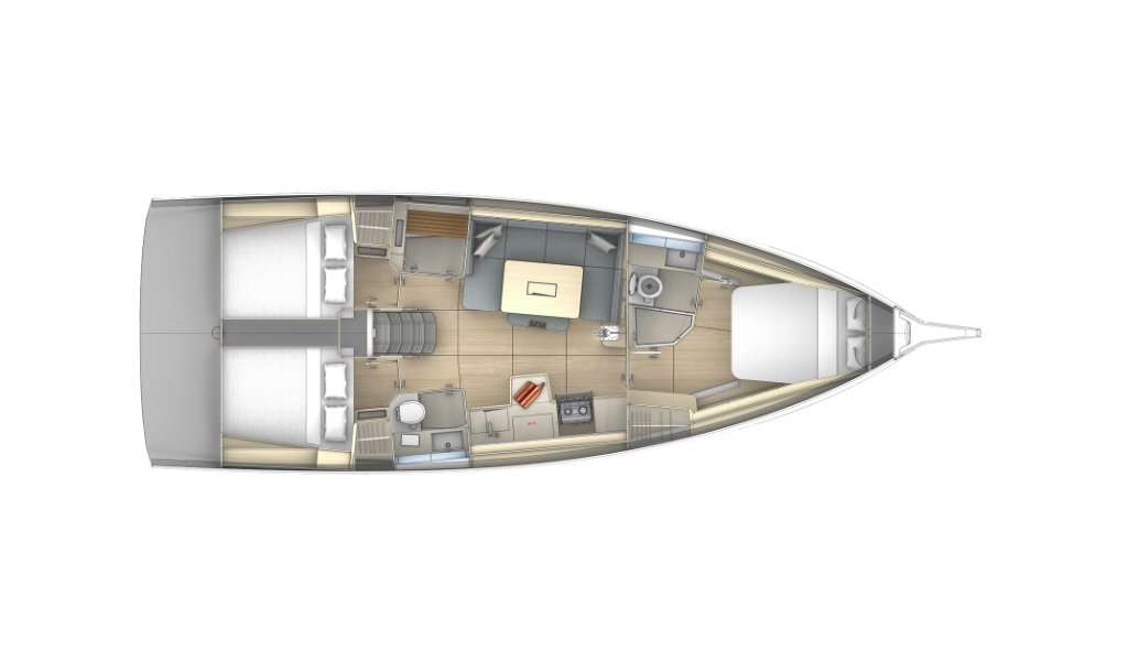 Layout of the boat Dufour 41