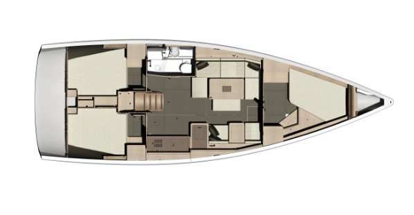 Layout of the boat Dufour 410 Grand Large