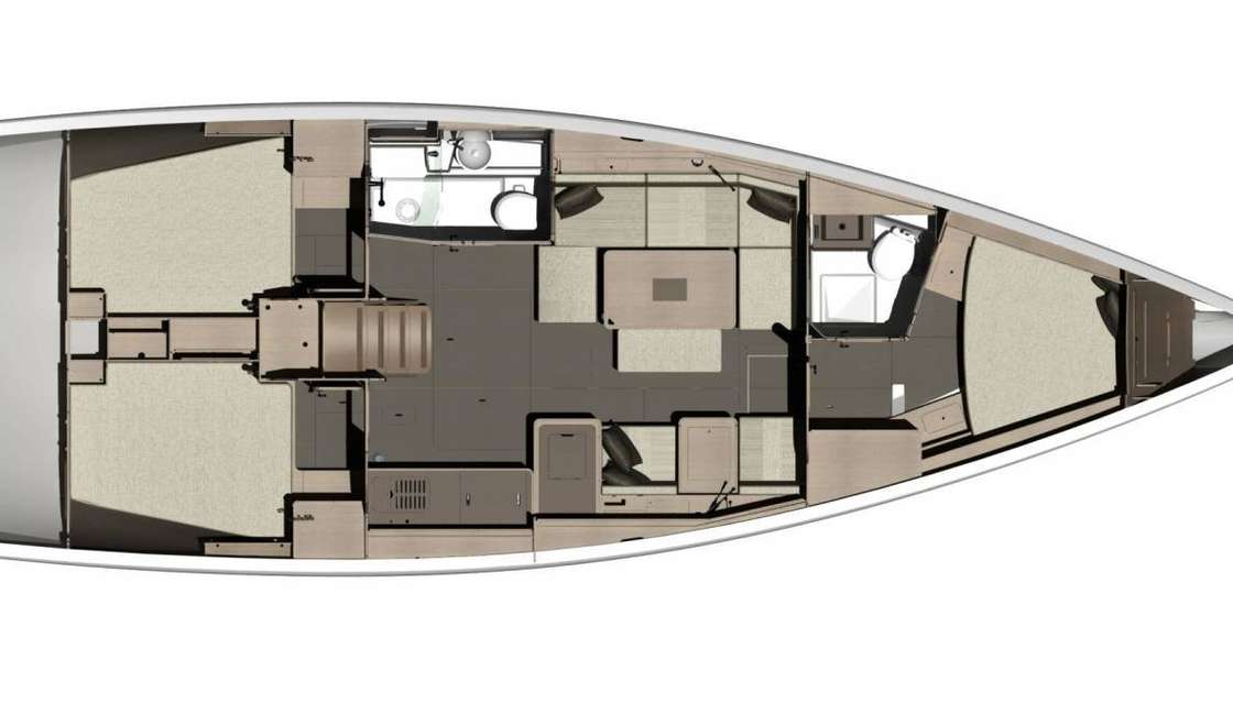 Layout of the boat Dufour 412 Grand Large