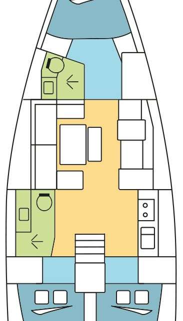 Distribución del barco Dufour 412 Grand Large