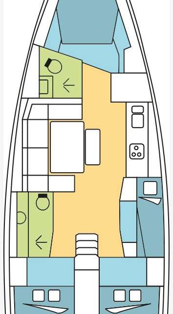 Distribución del barco Dufour 430 Grand Large