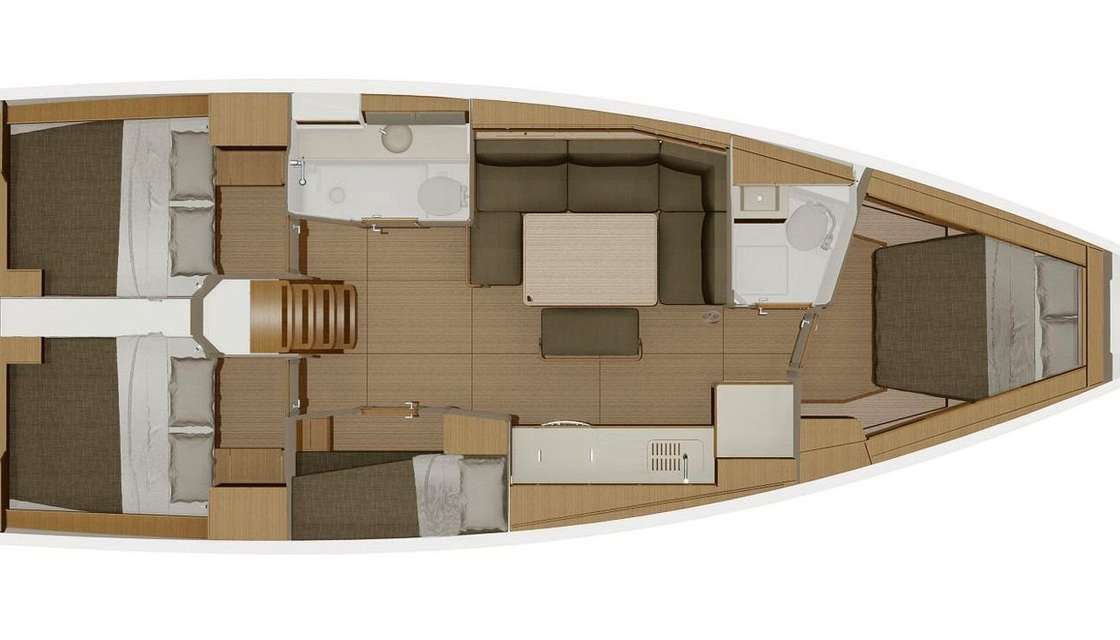 Layout of the boat Dufour 430 Grand Large