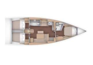 Layout of the boat Dufour 430 Grand Large