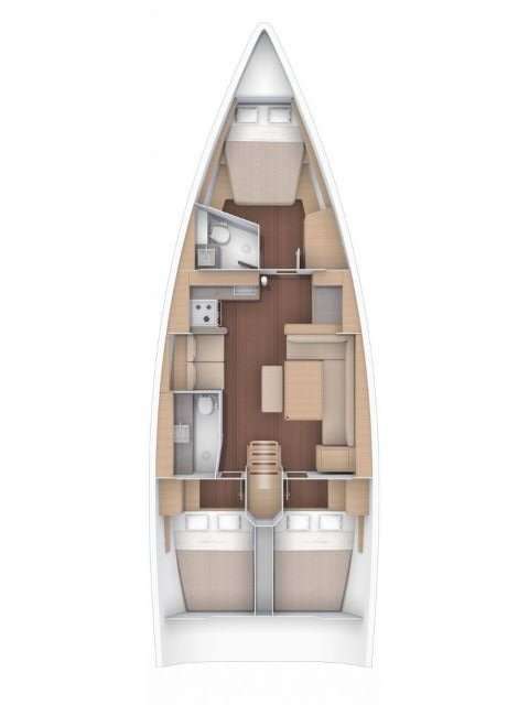 Layout of the boat Dufour 430 Grand Large