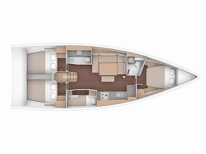 Distribución del barco Dufour 430 Grand Large
