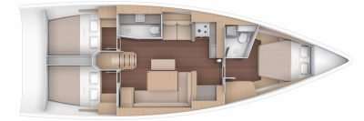 Layout of the boat Dufour 430 Grand Large