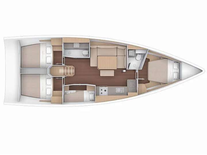 Layout of the boat Dufour 430 Grand Large