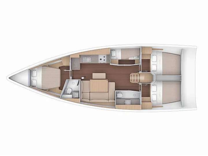 Layout of the boat Dufour 430 Grand Large