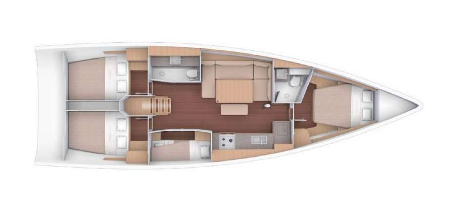 Layout of the boat Dufour 430 Grand Large