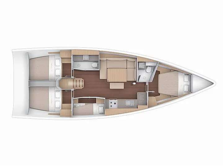 Layout of the boat Dufour 430 Grand Large