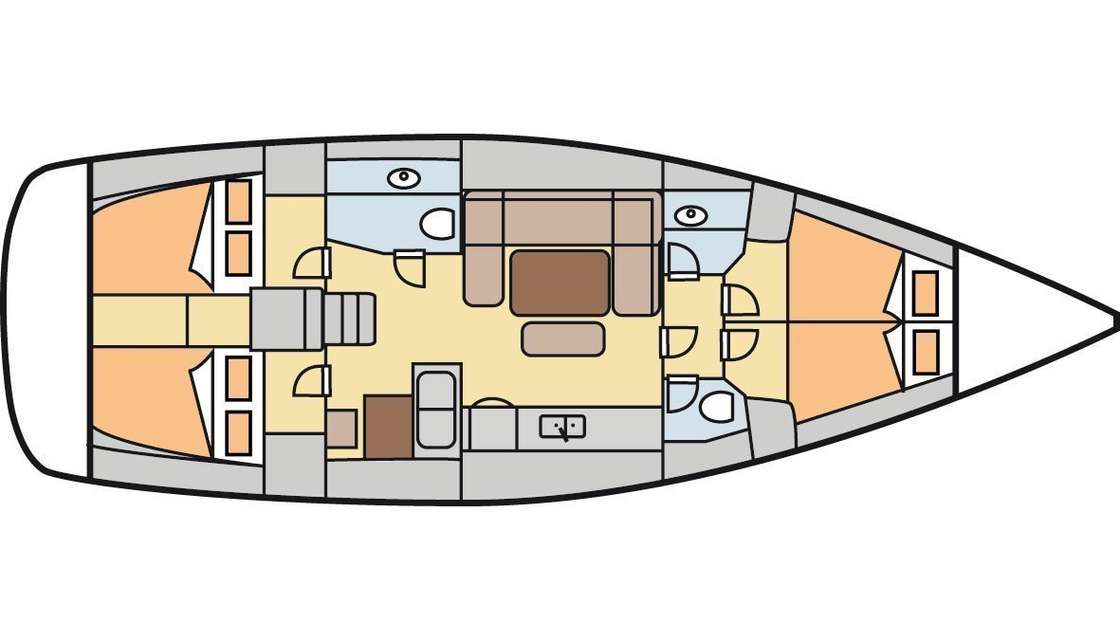 Distribución del barco Dufour 445 Grand Large