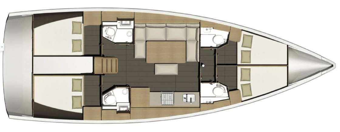Distribución del barco Dufour 460 Grand Large