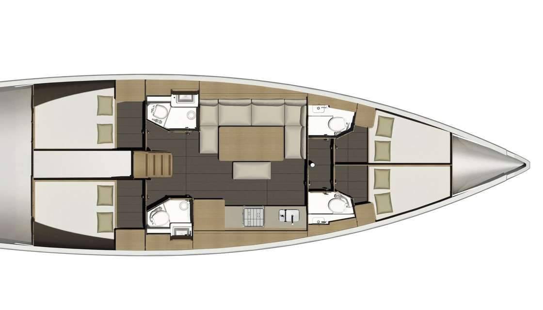 Distribución del barco Dufour 460 Grand Large