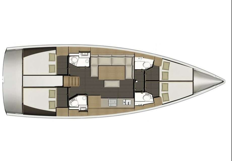 Layout of the boat Dufour 460 Grand Large