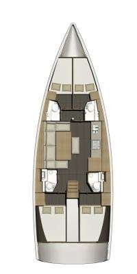 Layout of the boat Dufour 460 Grand Large