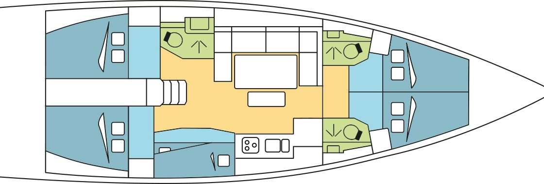 Layout of the boat Dufour 460 Grand Large