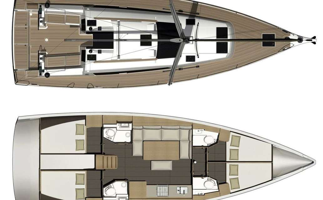 Distribución del barco Dufour 460 Grand Large