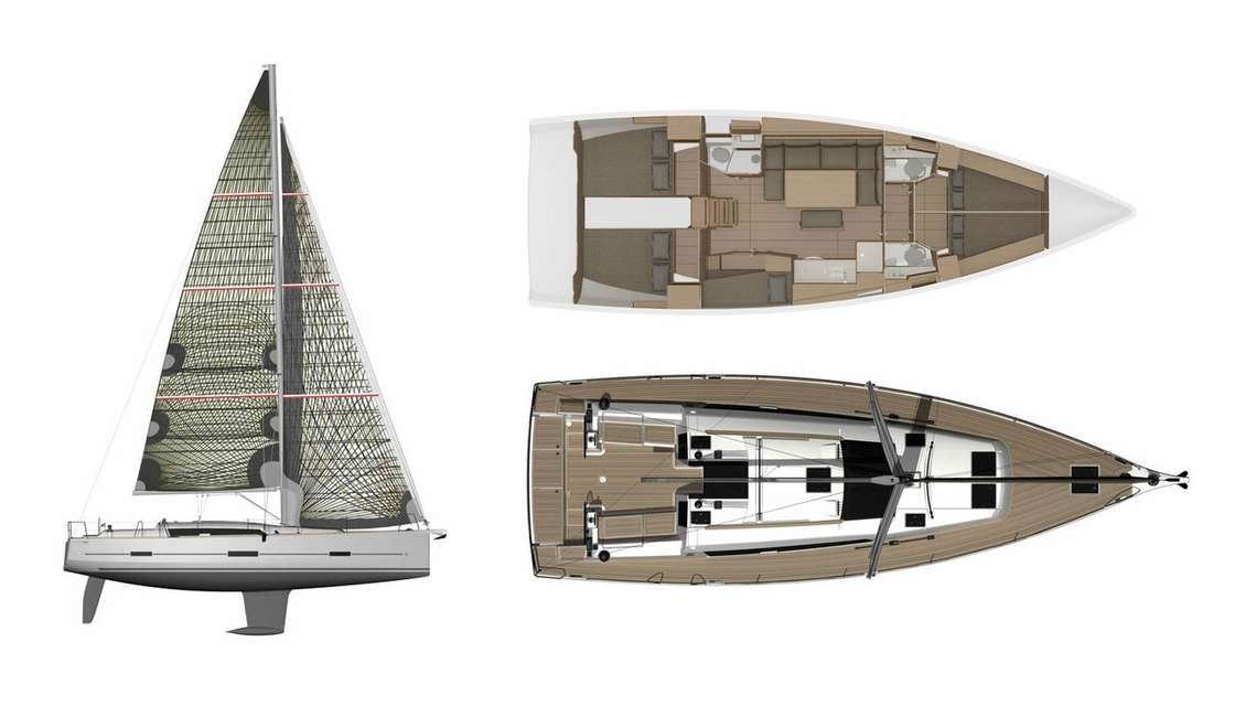 Layout of the boat Dufour 460 Grand Large