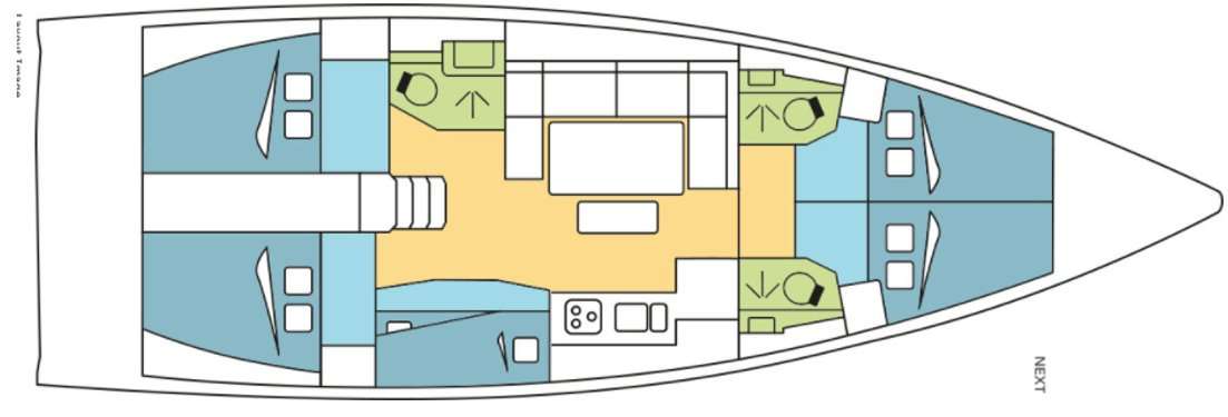 Distribución del barco Dufour 460 Grand Large