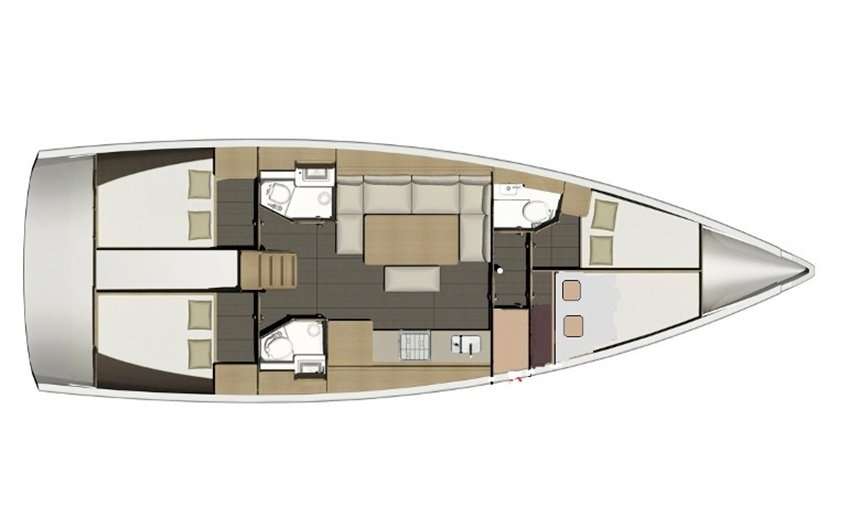 Layout of the boat Dufour 460 Grand Large