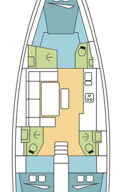 Layout of the boat Dufour 460 Grand Large