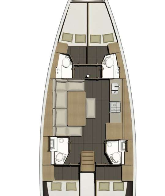 Layout of the boat Dufour 460 Grand Large