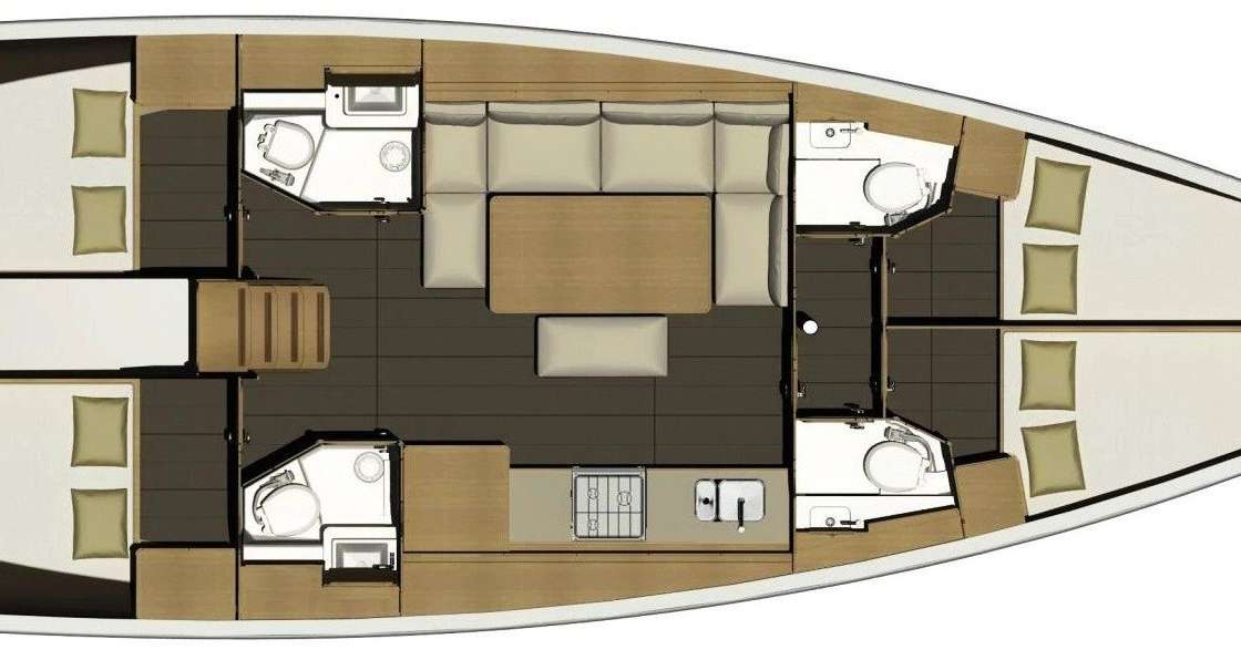 Layout of the boat Dufour 460 Grand Large