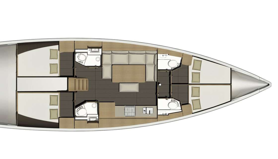 Layout of the boat Dufour 460 Grand Large