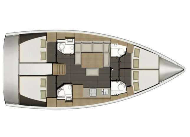 Layout of the boat Dufour 460 Grand Large