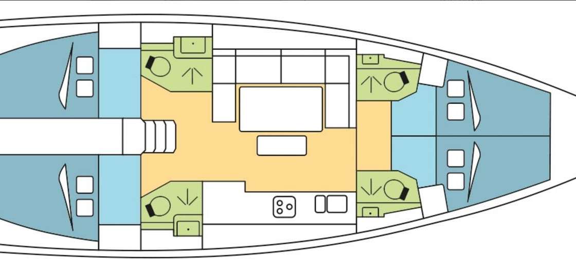 Distribución del barco Dufour 460 Grand Large