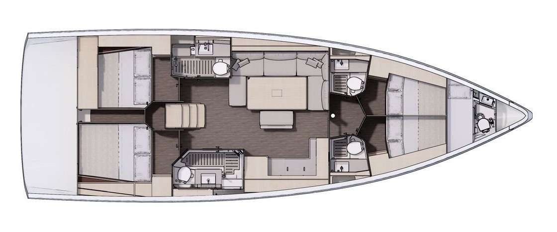 Distribución del barco Dufour 470