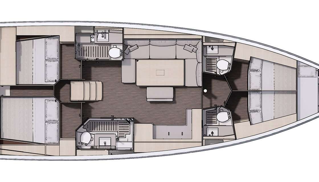 Layout of the boat Dufour 470