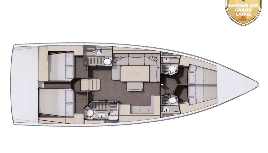 Layout of the boat Dufour 470