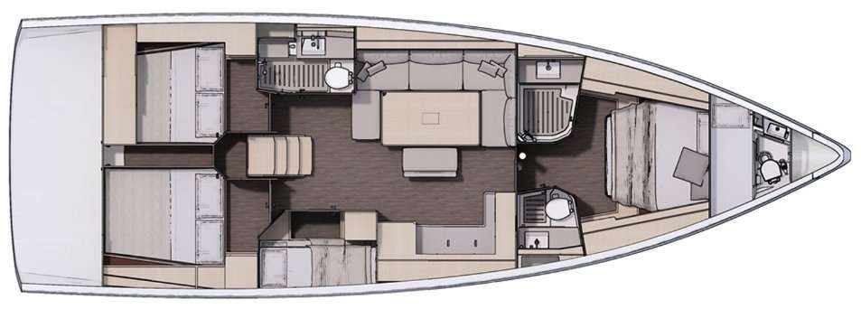 Layout of the boat Dufour 470