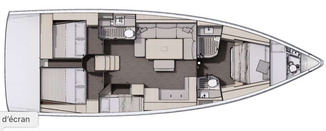 Layout of the boat Dufour 470