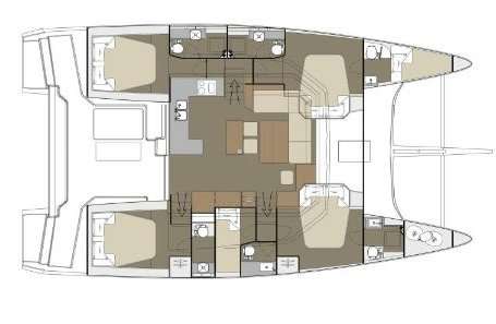 Layout of the boat Dufour 48 Catamaran