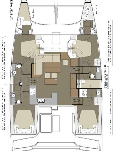 План яхты Dufour 48 Catamaran