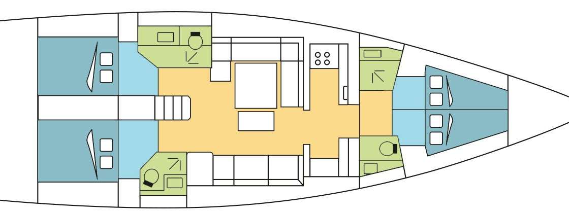 Distribución del barco Dufour 512 Grand Large