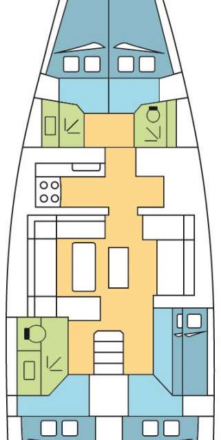 Distribución del barco Dufour 512 Grand Large