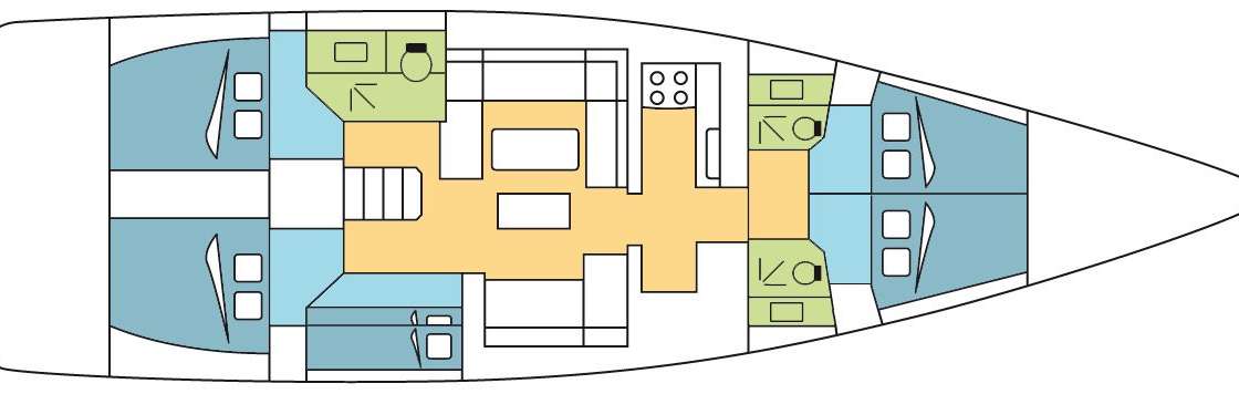 Layout of the boat Dufour 520 Grand Large