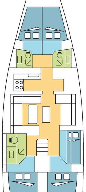 Layout of the boat Dufour 520 Grand Large