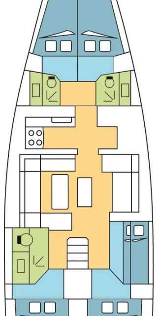 Layout of the boat Dufour 520 Grand Large