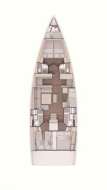 Distribución del barco Dufour 530